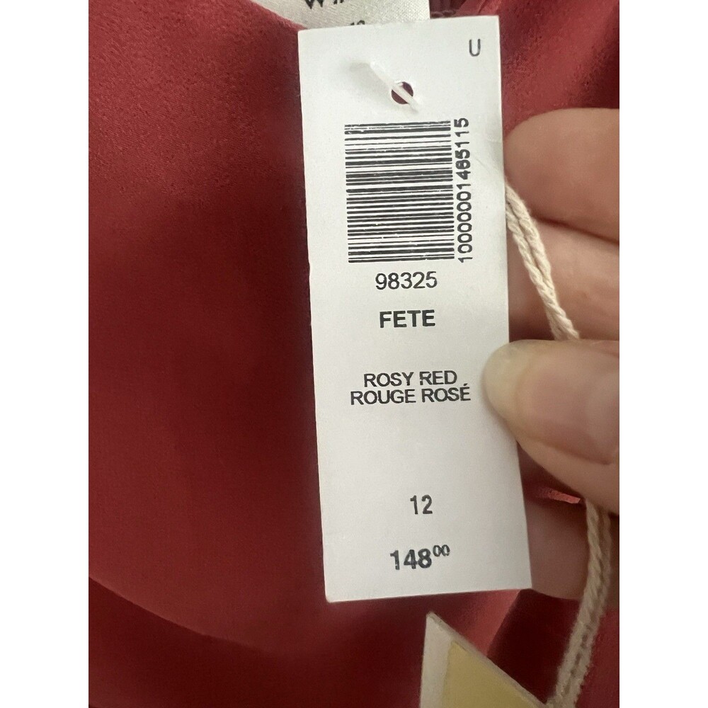Aritzia Wilfred Fete Dress Size 12 Rosy Red Ruffle Sleeve Mini - Picture 12 of 16